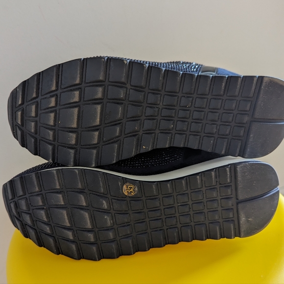 35 EVY ALMOND TOE PLATFORM EMBELLISHED SNEAKER IN NAVY FAUX SUEDE - Picture 10 of 13